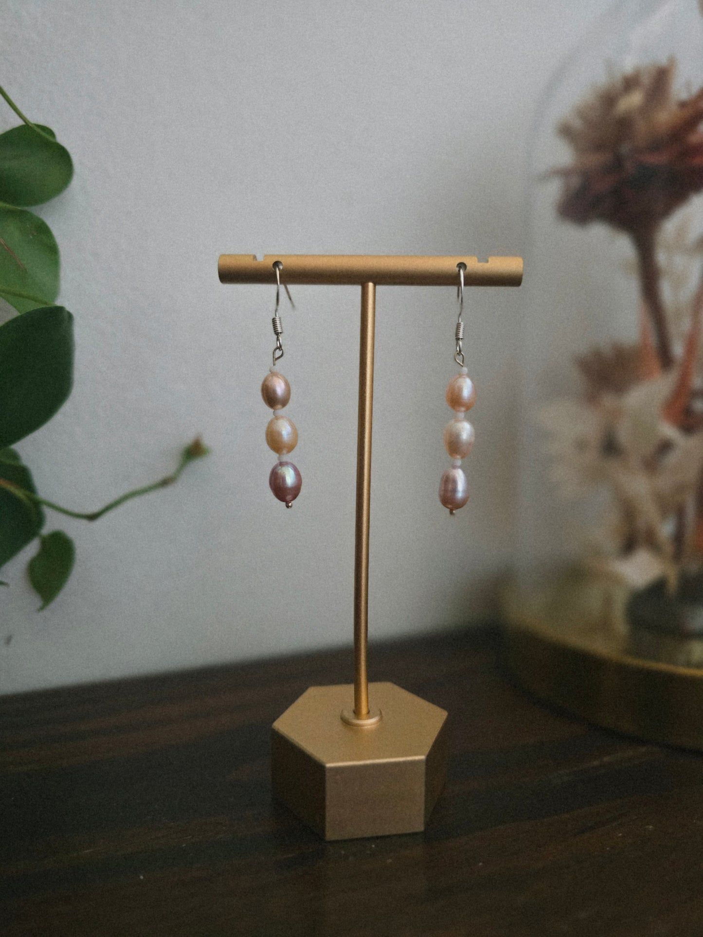 Blush Cascade Pearl Earrings