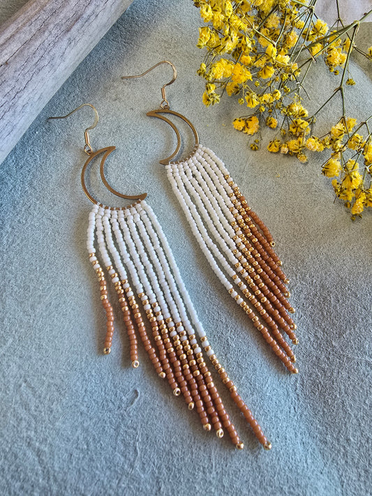 Moon Dust Fringe Earrings in Cedar