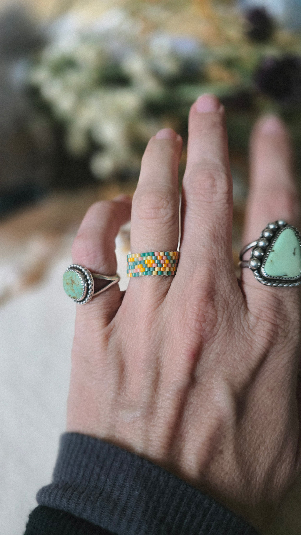 Poppy Fields Beaded Ring