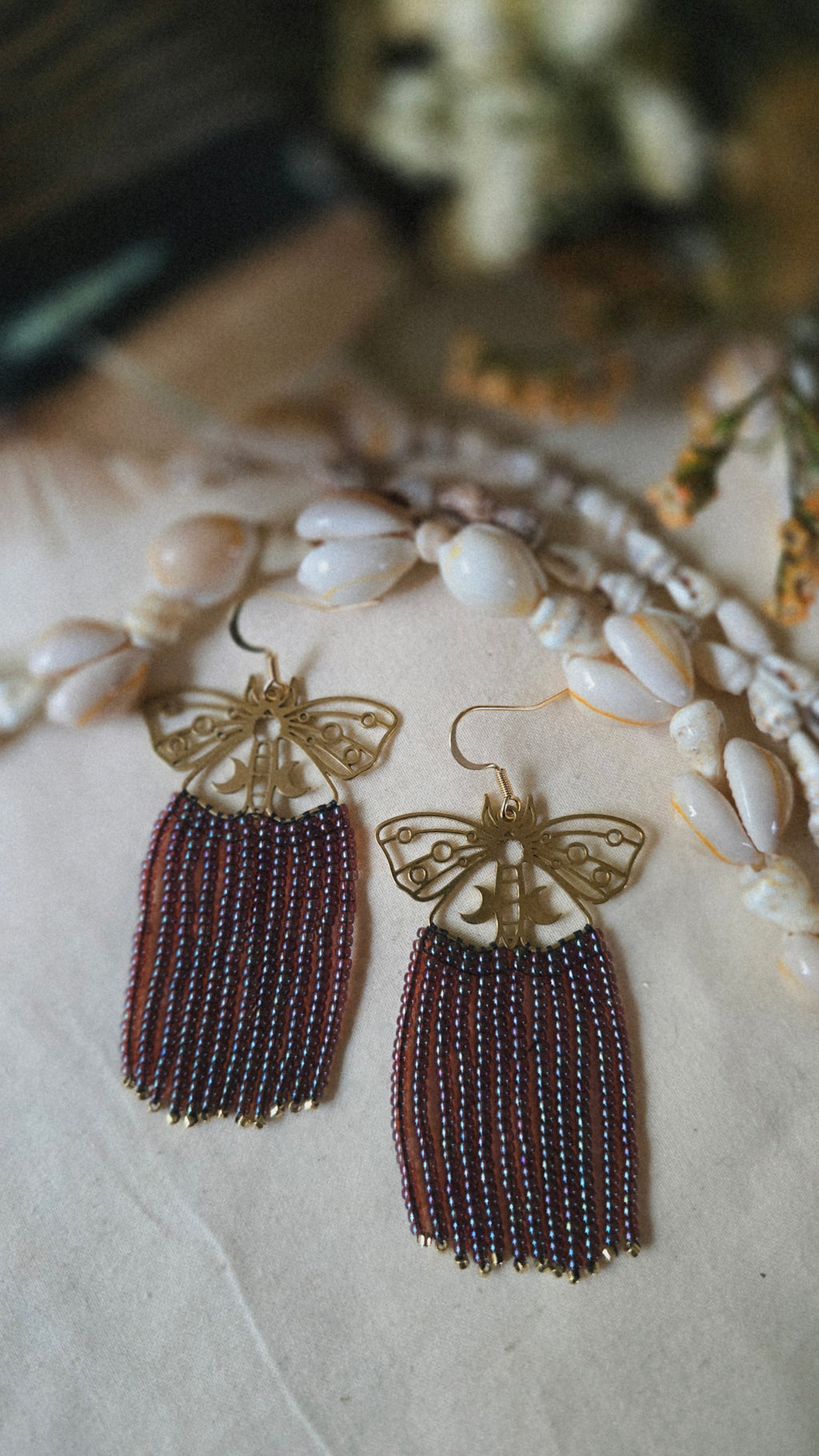 Midnight Moths Beaded Earrings
