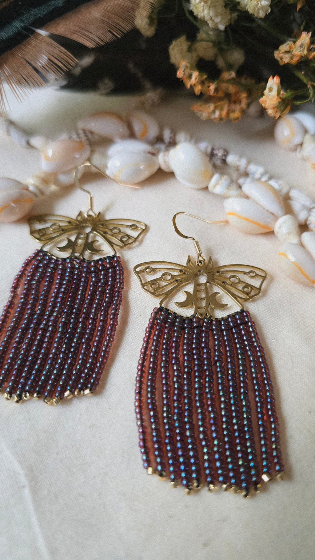 Midnight Moths Beaded Earrings