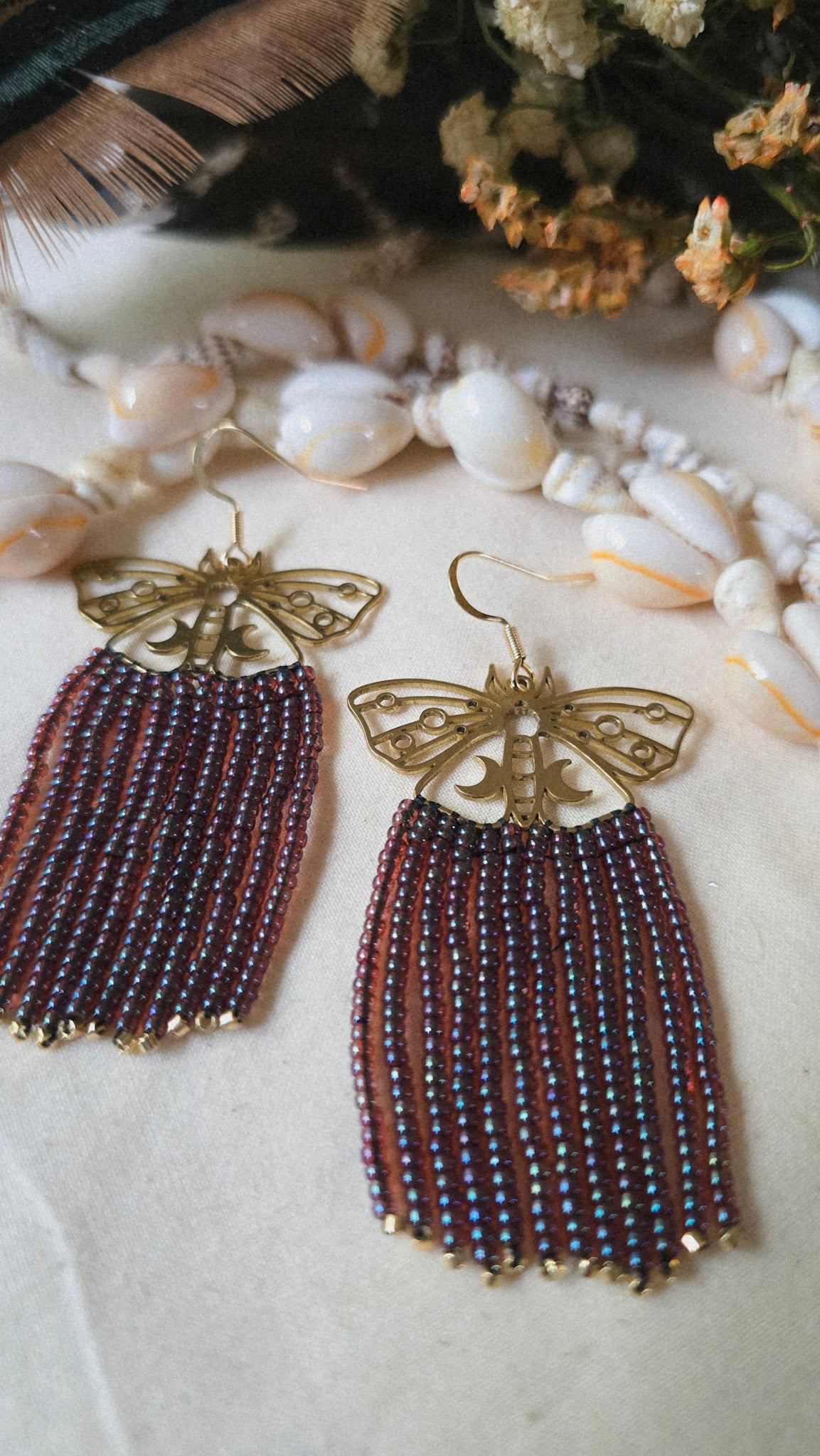 Midnight Moths Beaded Earrings