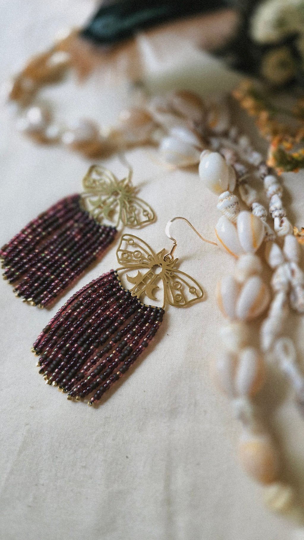Midnight Moths Beaded Earrings