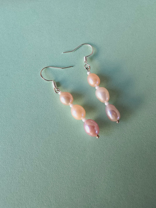 Blush Cascade Pearl Earrings