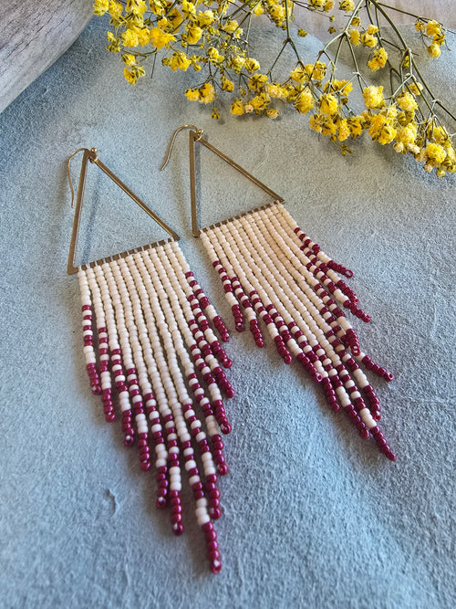Canyon Fringe Earrings in Berry Red