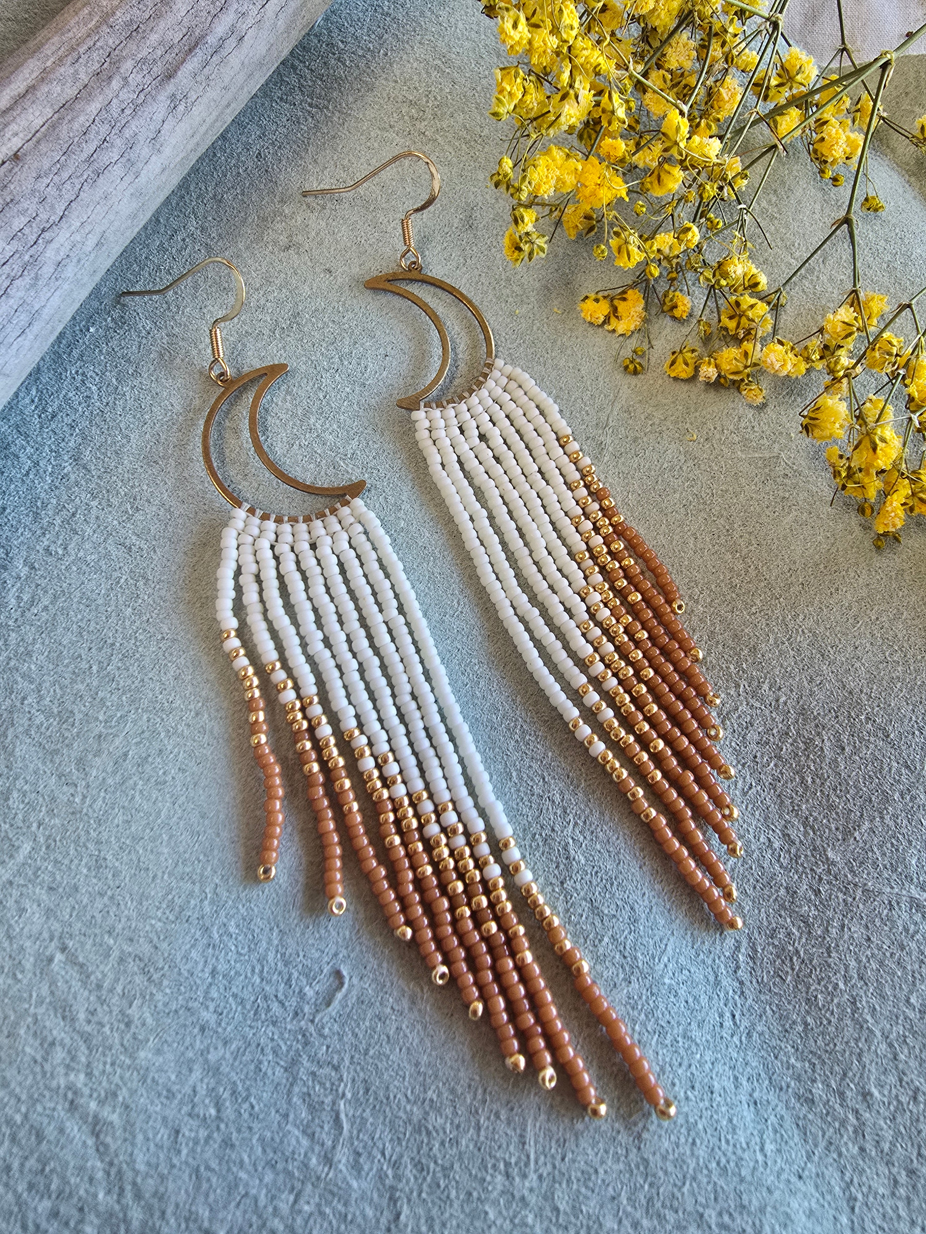 Moon Dust Fringe Earrings in Cedar