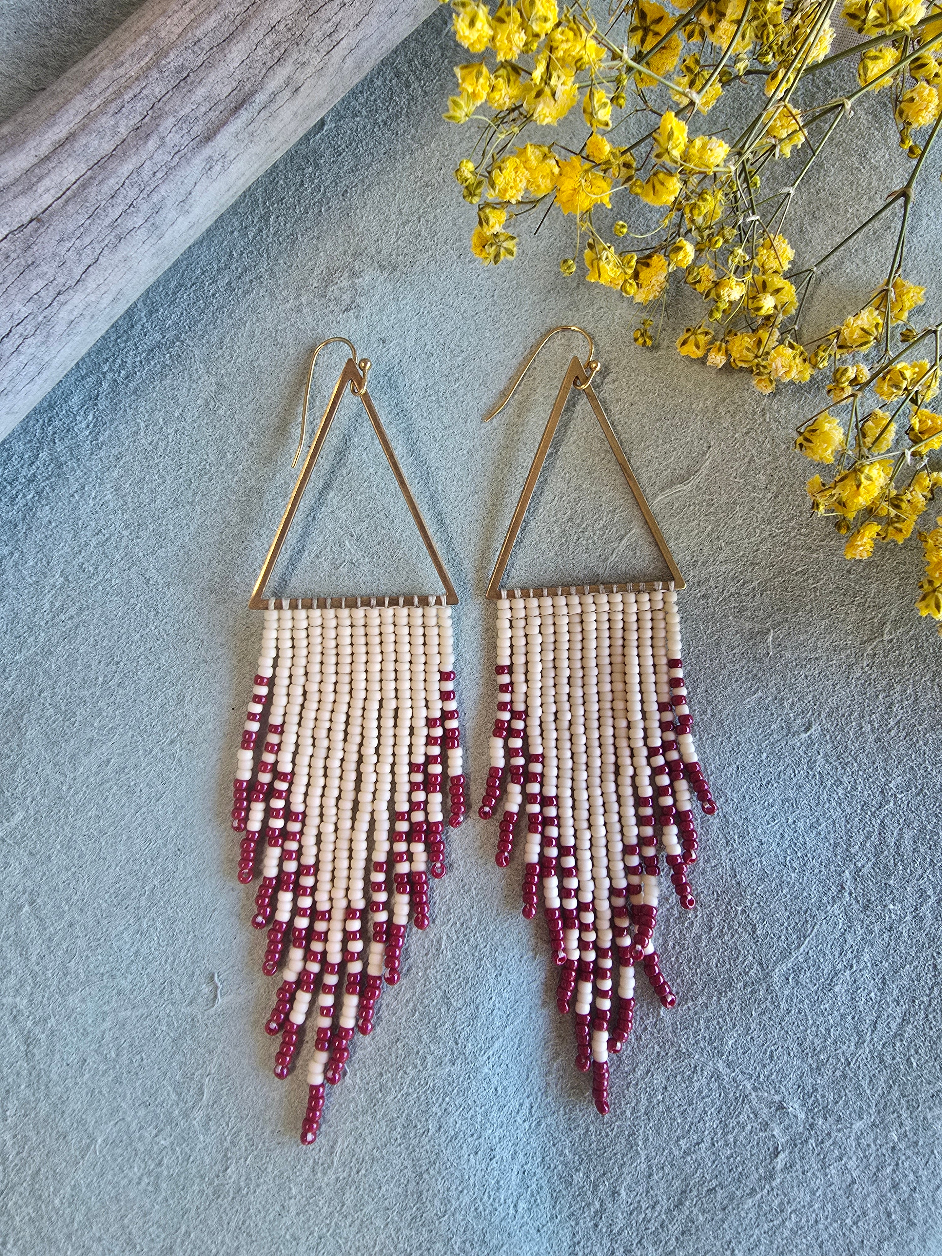 Canyon Fringe Earrings in Berry Red