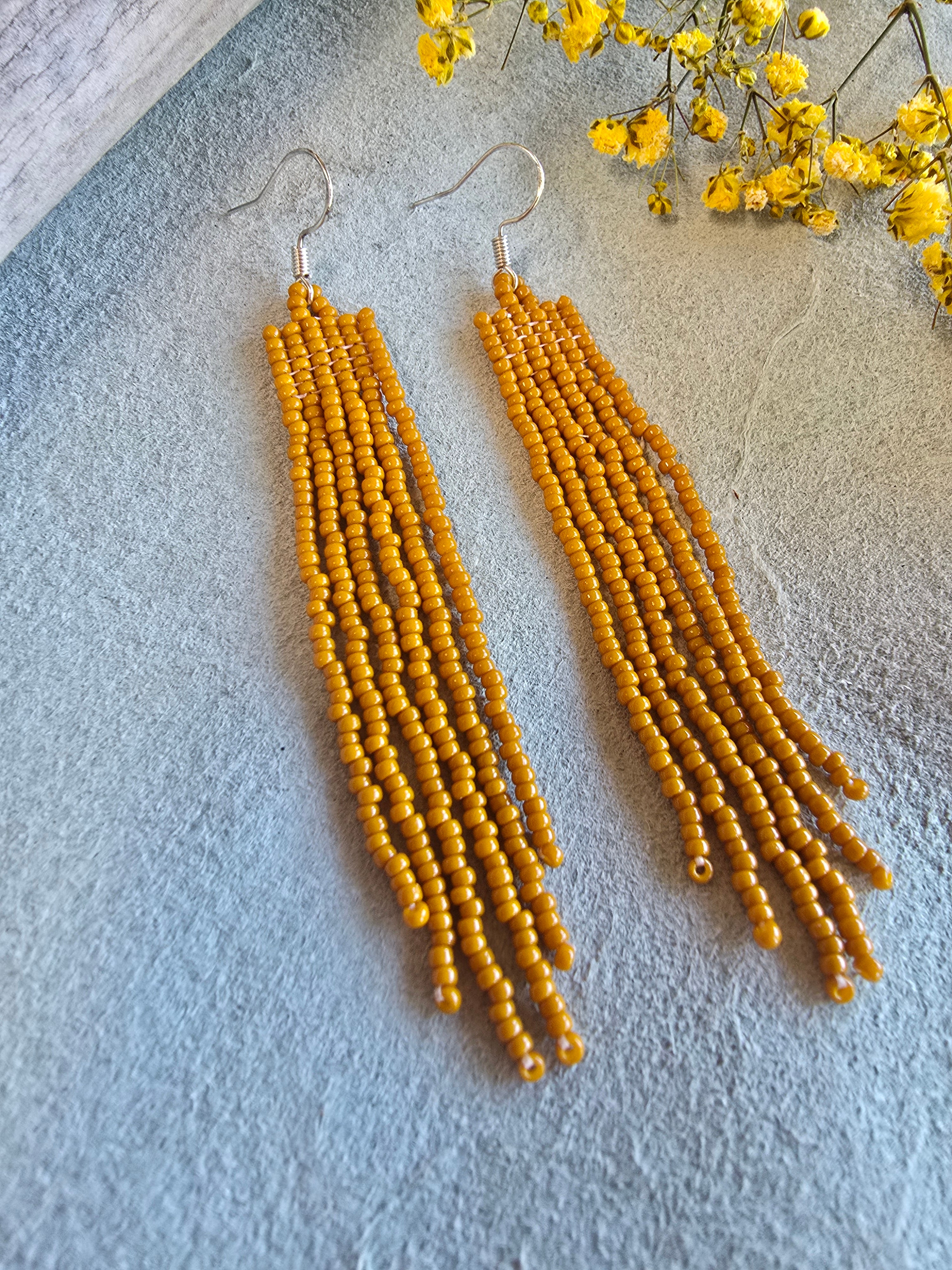 Mesa Fringe Earrings in Mustard