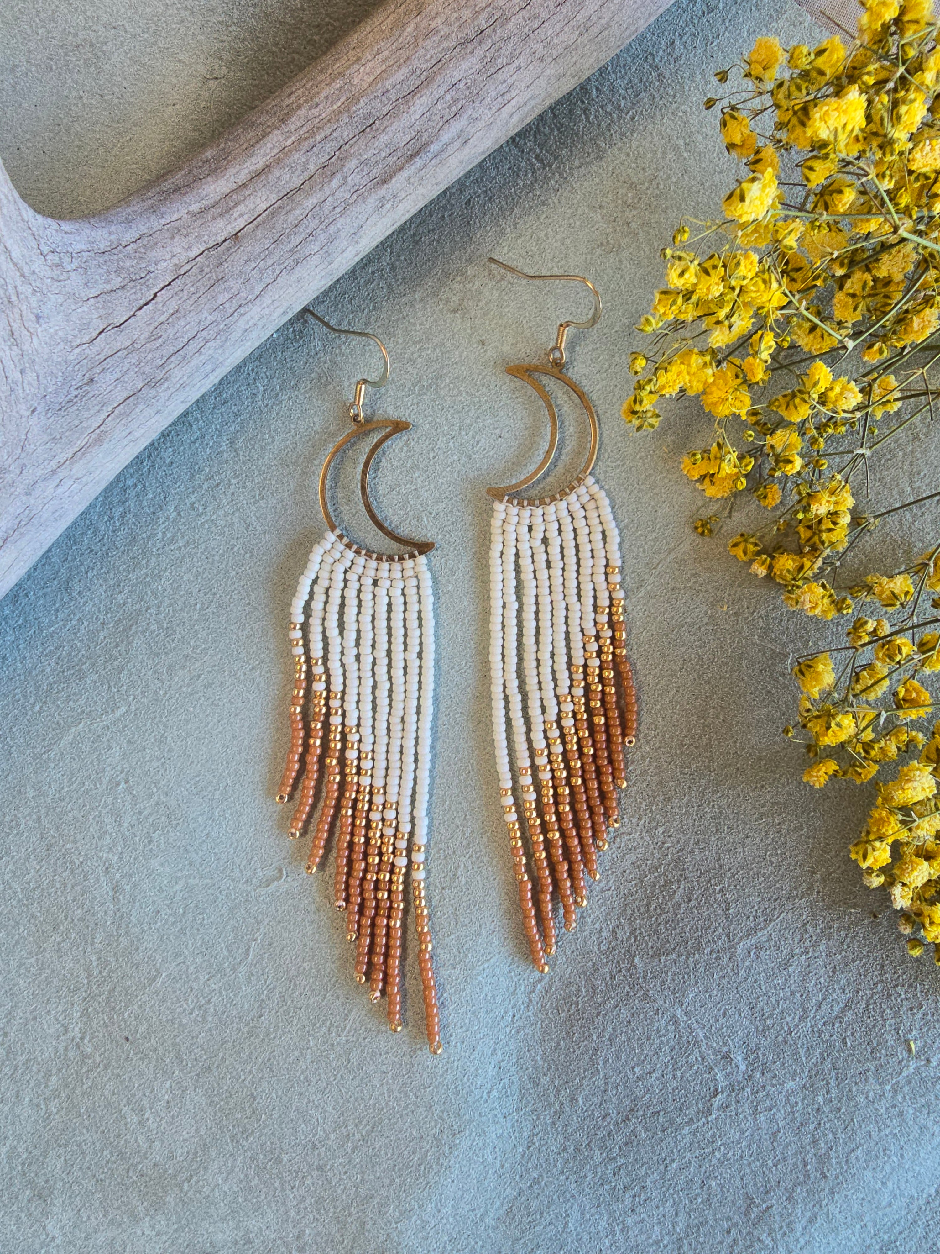 Moon Dust Fringe Earrings in Cedar