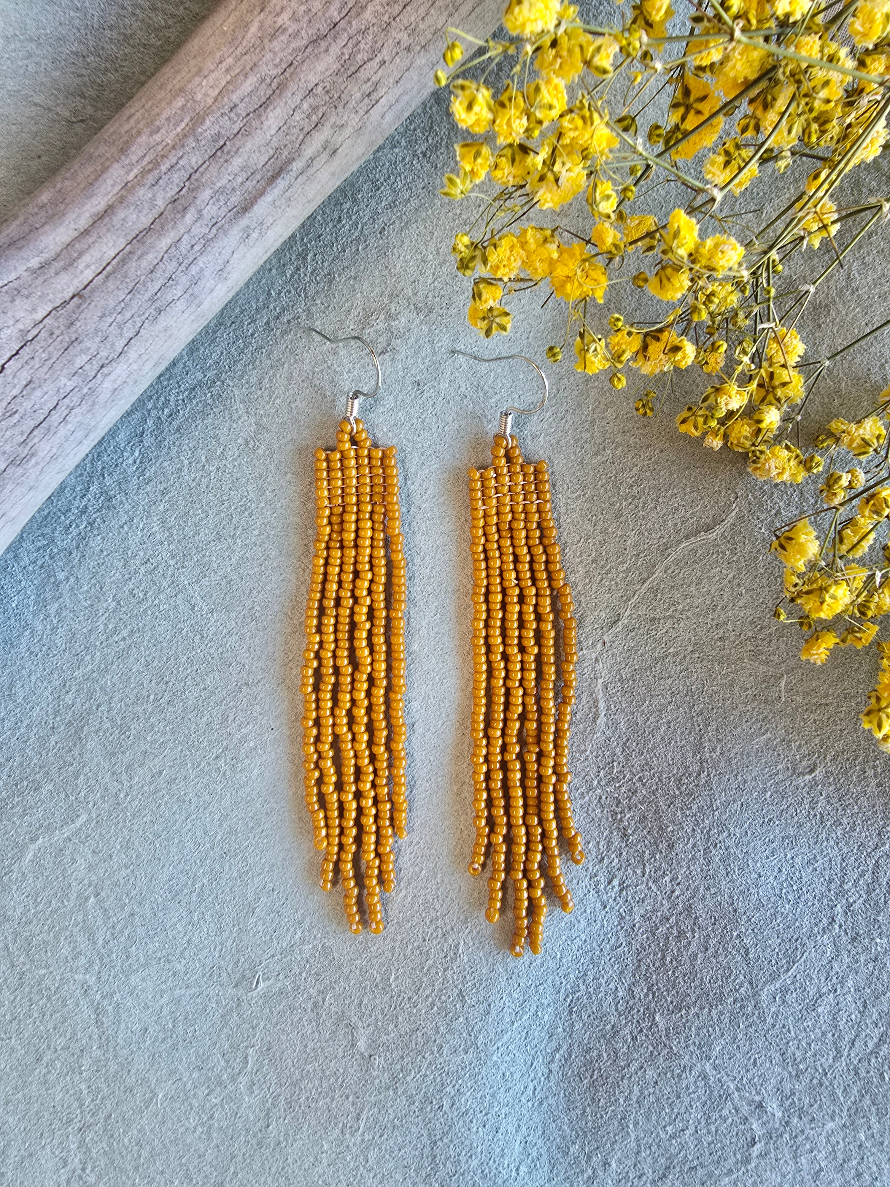 Mesa Fringe Earrings in Mustard