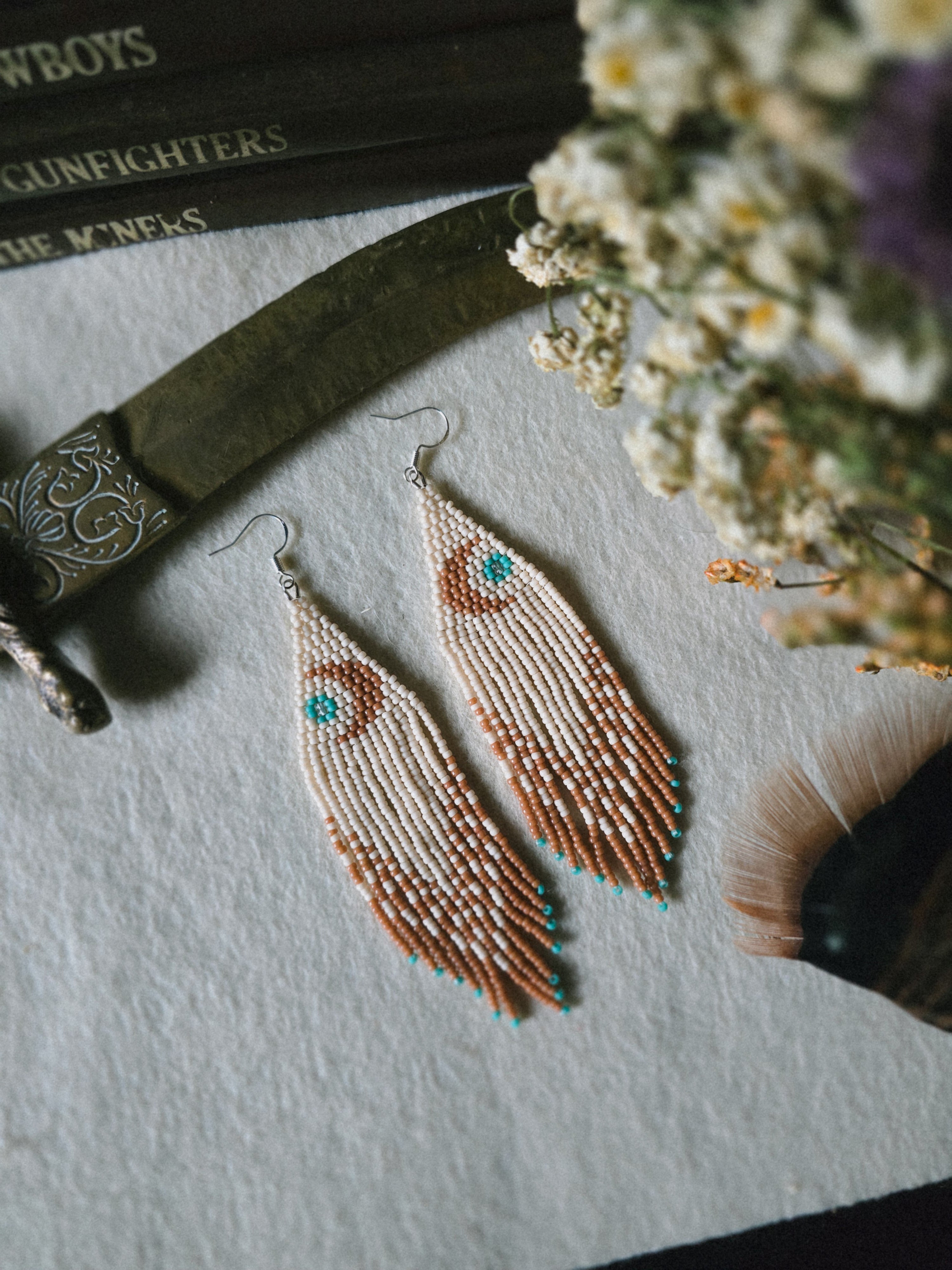 Winter Moon Beaded Earrings