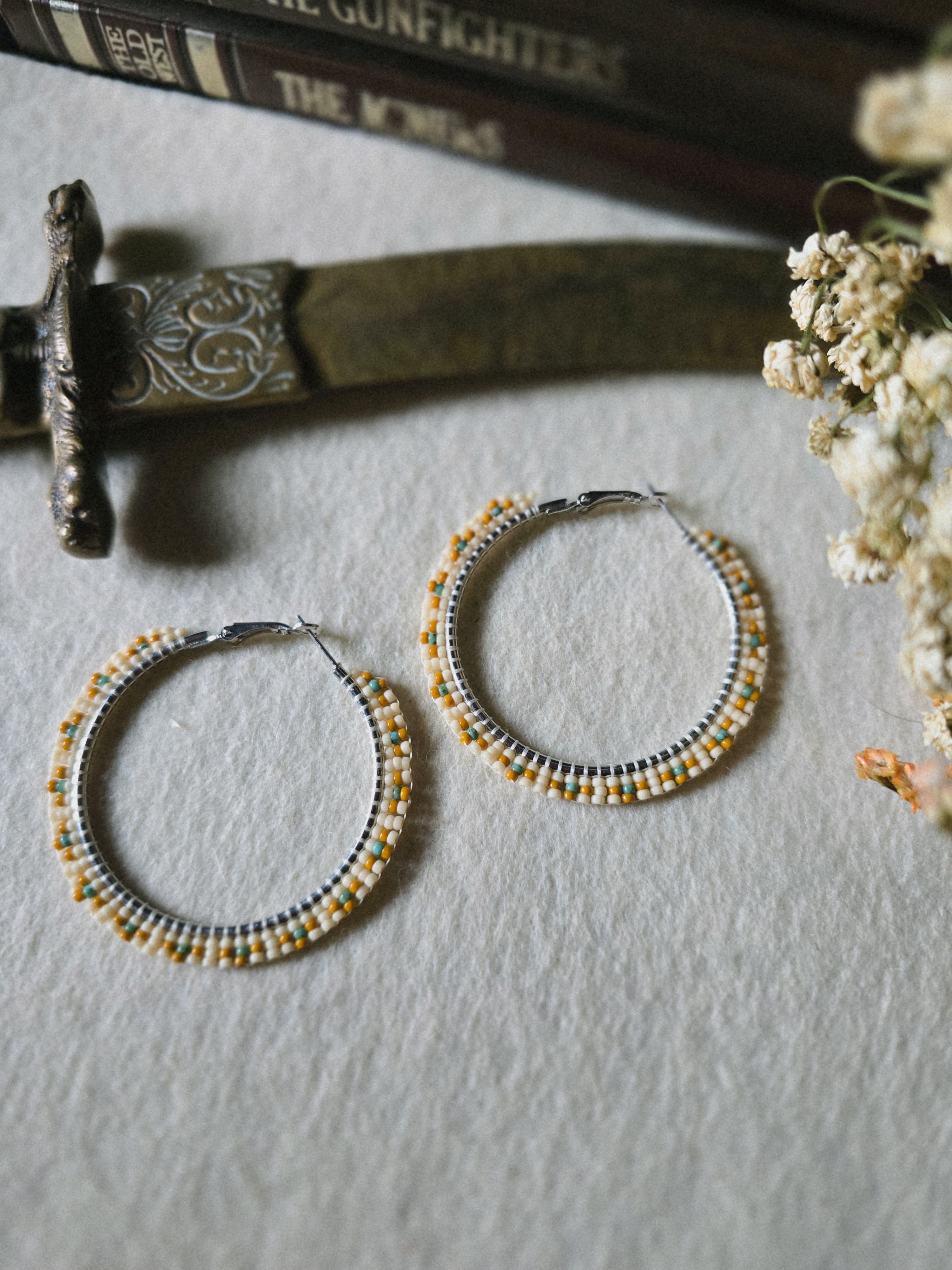 Golden Road Beaded Hoops